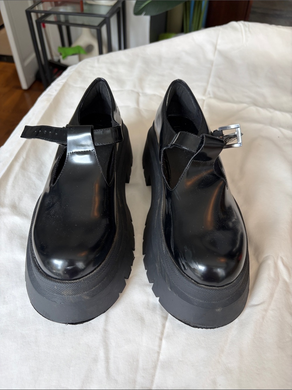 Pull & Bear Black Platform Mary Jane Shoes - Classic Chunky Sole